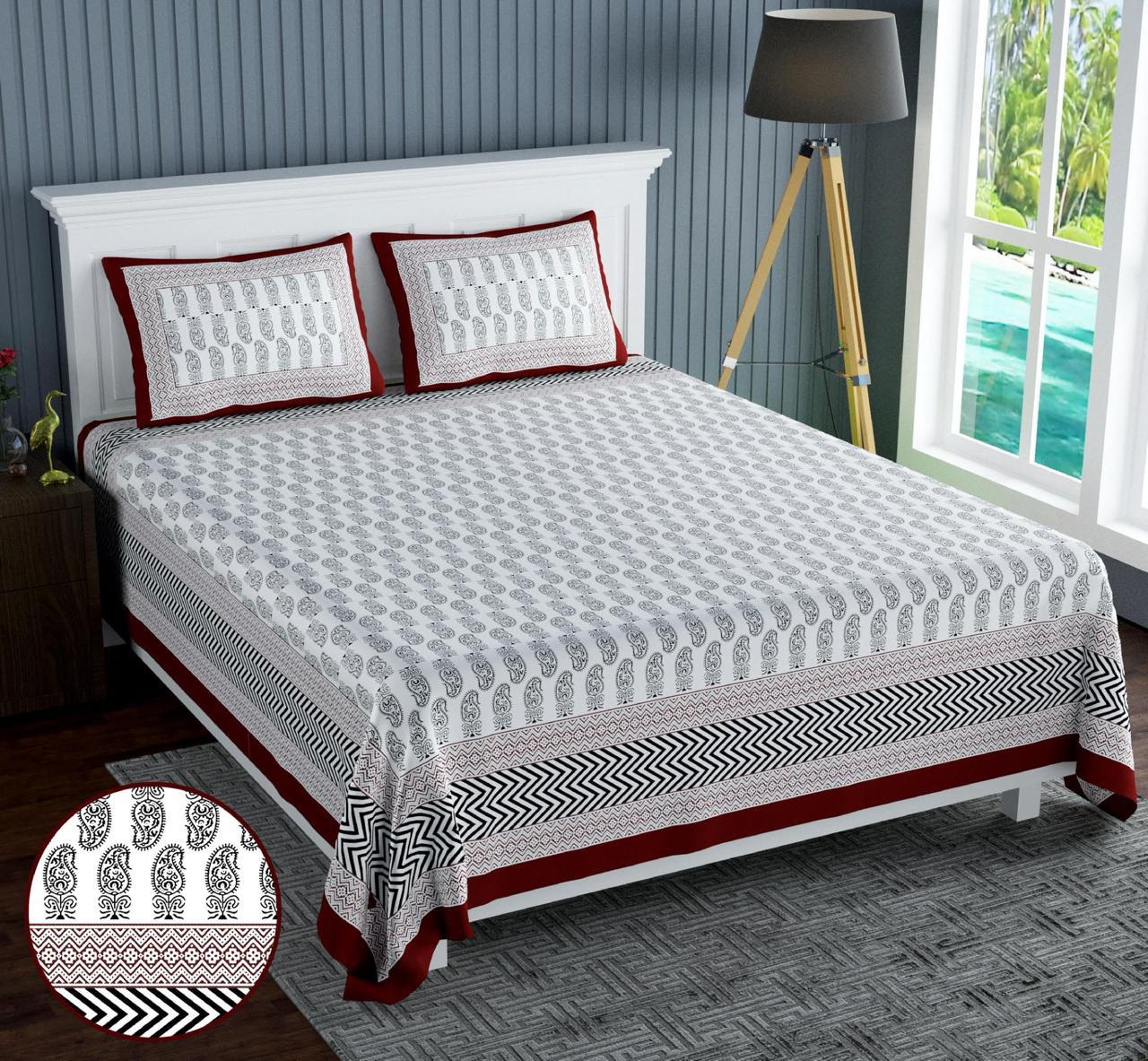 Cotton Jumbo Size 108"x108" Bedsheet With 2 Pillow Covers - JBNBJ61