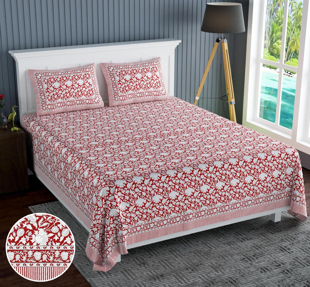 Cotton Jumbo Size 108"x108" Bedsheet With 2 Pillow Covers - JBNBJ65