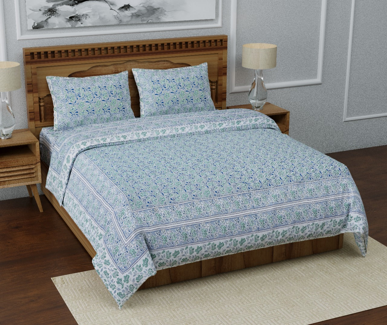 Cotton Jumbo Size 108"x108" Bedsheet With 2 Pillow Covers - JBNBJ7