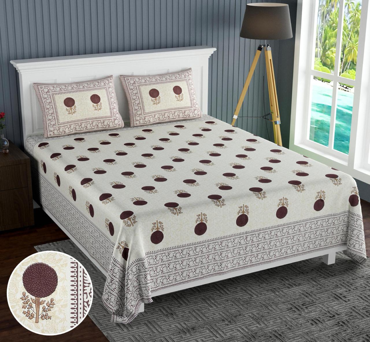 Cotton Jumbo Size 108"x108" Bedsheet With 2 Pillow Covers - JBNBJ73