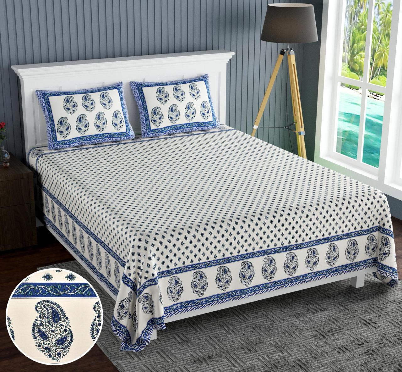 Cotton Jumbo Size 108"x108" Bedsheet With 2 Pillow Covers - JBNBJ76