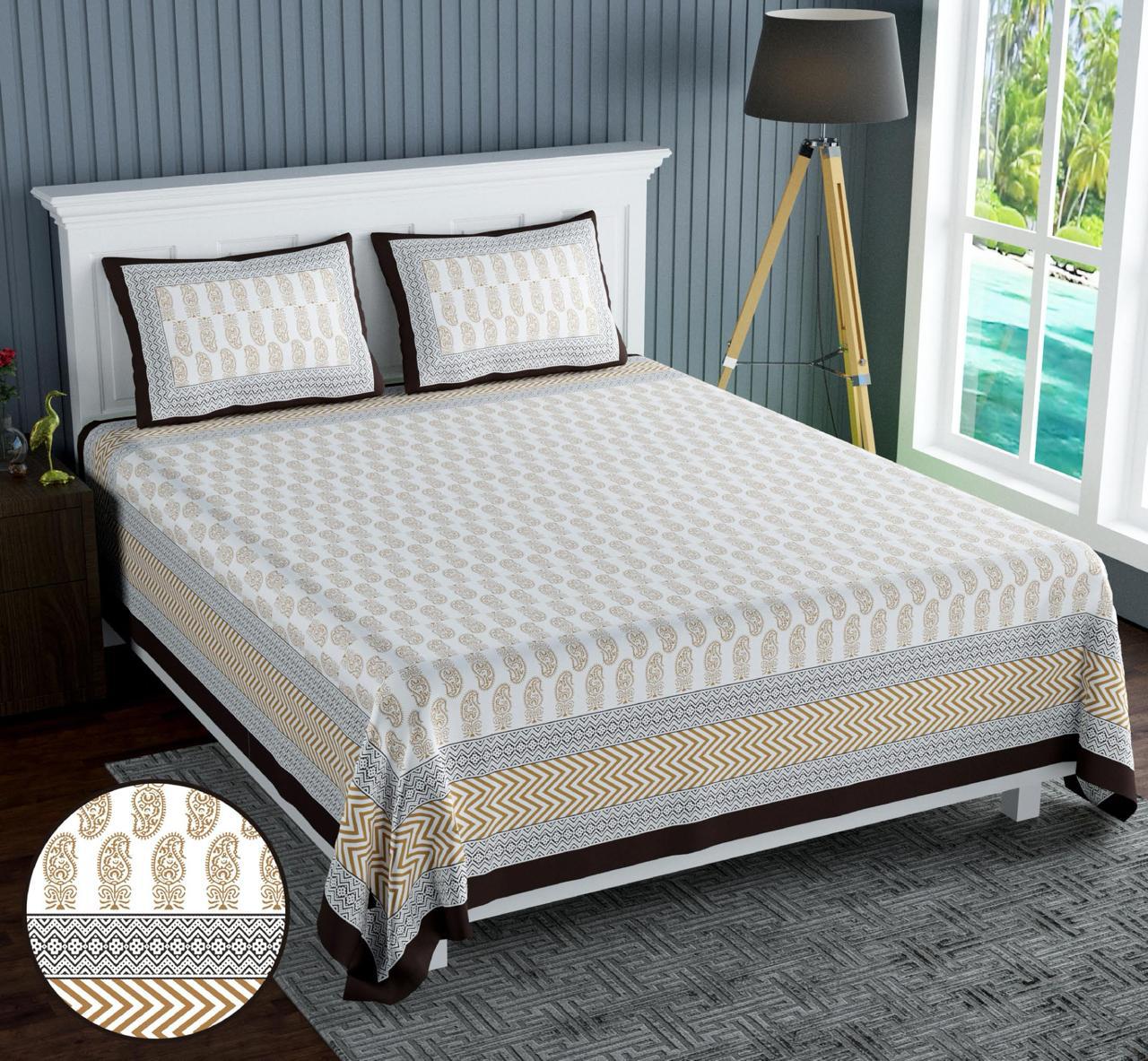 Cotton Jumbo Size 108"x108" Bedsheet With 2 Pillow Covers - JBNBJ77