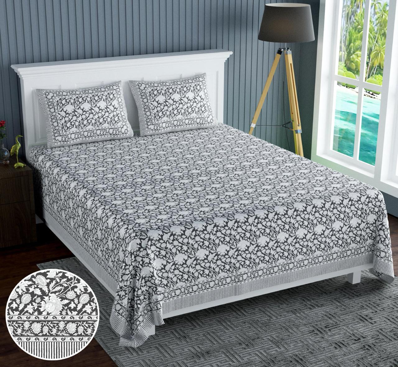 Cotton Jumbo Size 108"x108" Bedsheet With 2 Pillow Covers - JBNBJ79