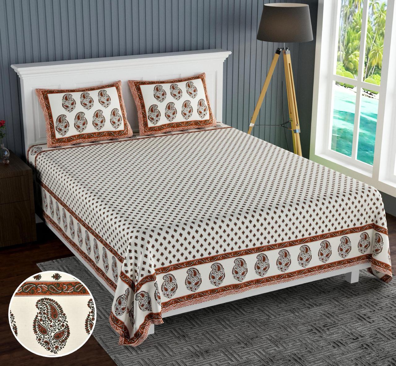 Cotton Jumbo Size 108"x108" Bedsheet With 2 Pillow Covers - JBNBJ80