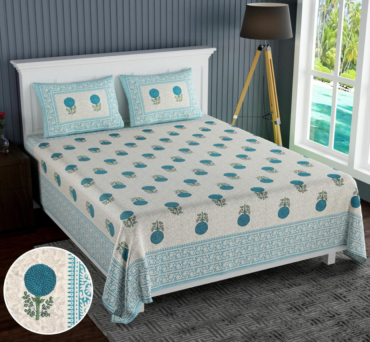 Cotton Jumbo Size 108"x108" Bedsheet With 2 Pillow Covers - JBNBJ81