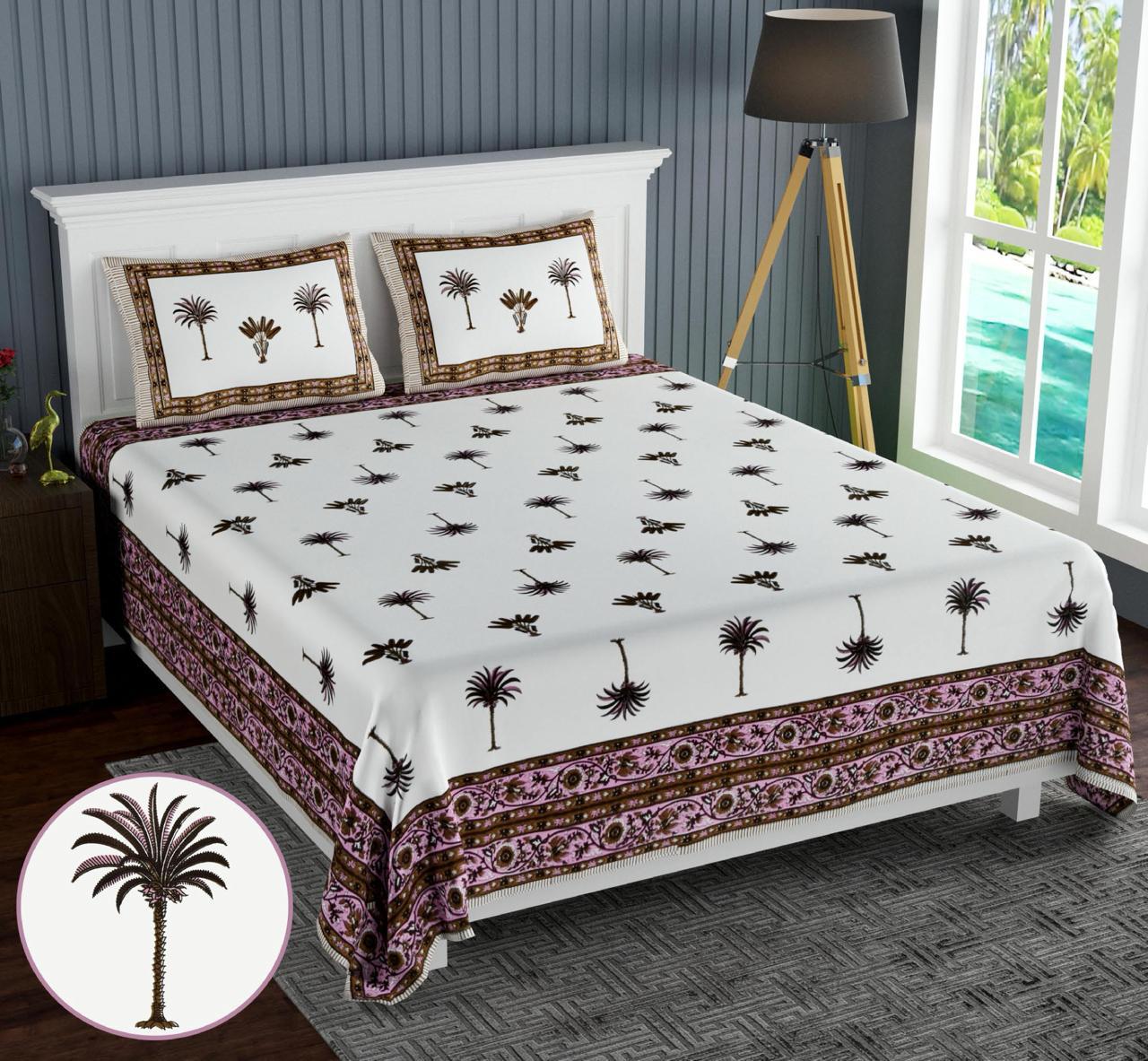 Cotton Jumbo Size 108"x108" Bedsheet With 2 Pillow Covers - JBNBJ82