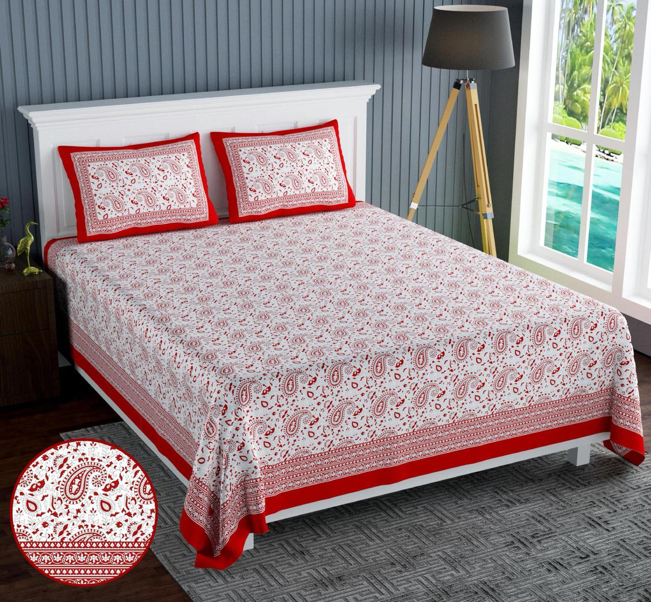 Cotton Jumbo Size 108"x108" Bedsheet With 2 Pillow Covers - JBNBJ83