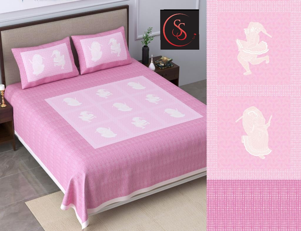 Cotton Jumbo Size 108"x108" Bedsheet With 2 Pillow Covers - JBNBJ84