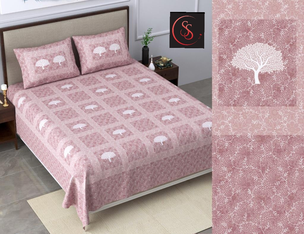 Cotton Jumbo Size 108"x108" Bedsheet With 2 Pillow Covers - JBNBJ90