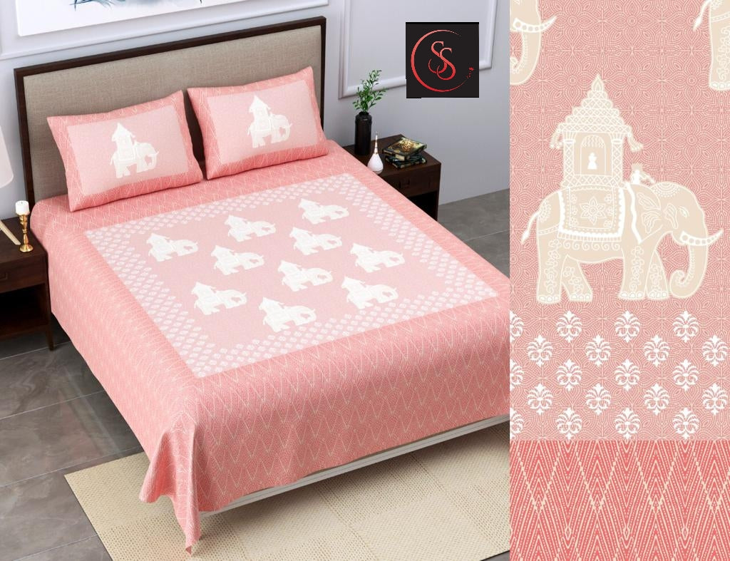 Cotton Jumbo Size 108"x108" Bedsheet With 2 Pillow Covers - JBNBJ91