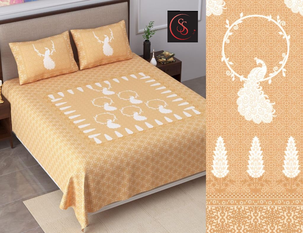 Cotton Jumbo Size 108"x108" Bedsheet With 2 Pillow Covers - JBNBJ92