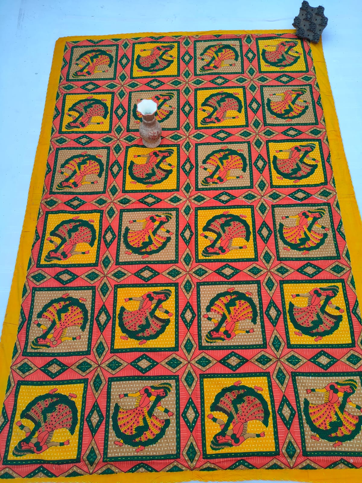 Katha Work Sanganeri Single Bedsheet 64"x90" Without Pillow Covers - JBNBSWP59