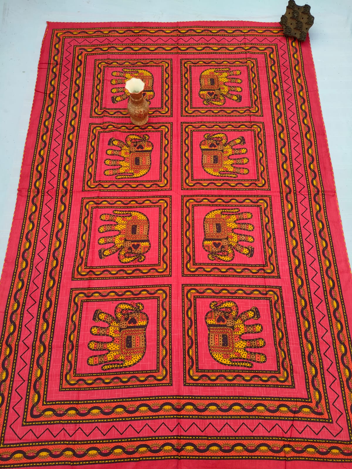 Katha Work Sanganeri Single Bedsheet 64"x90" Without Pillow Covers - JBNBSWP60