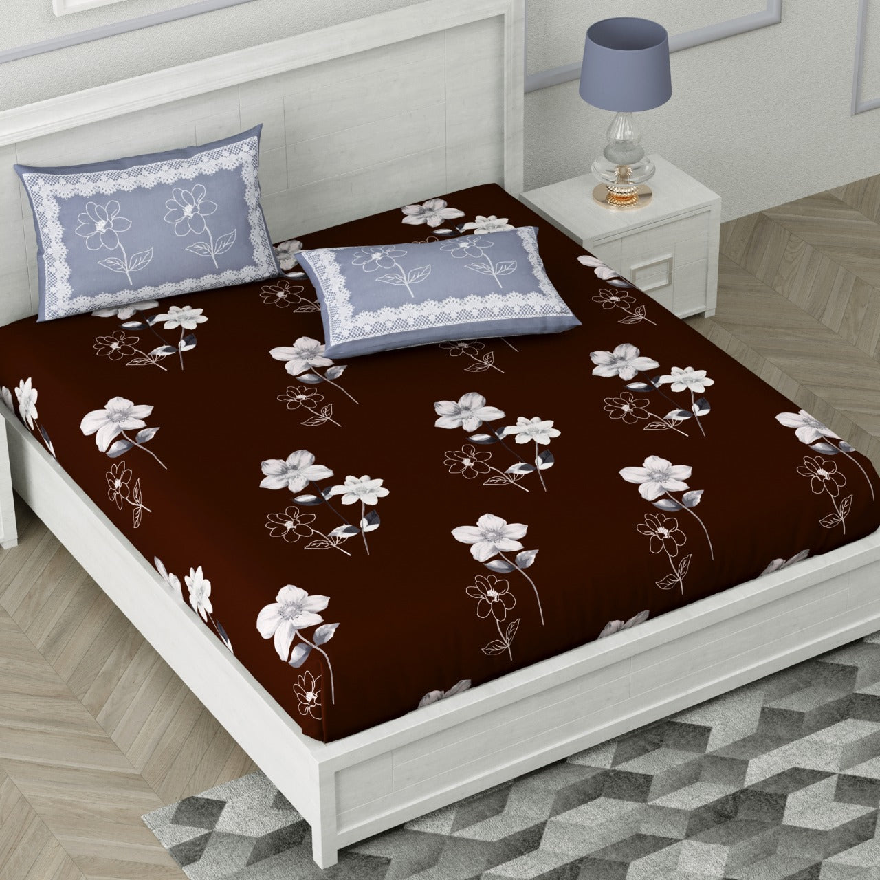 100% Pure Cotton King Size Double Bedsheet With 2 Pillow Covers ( 100 X 108 Inches ) - JBNBK2