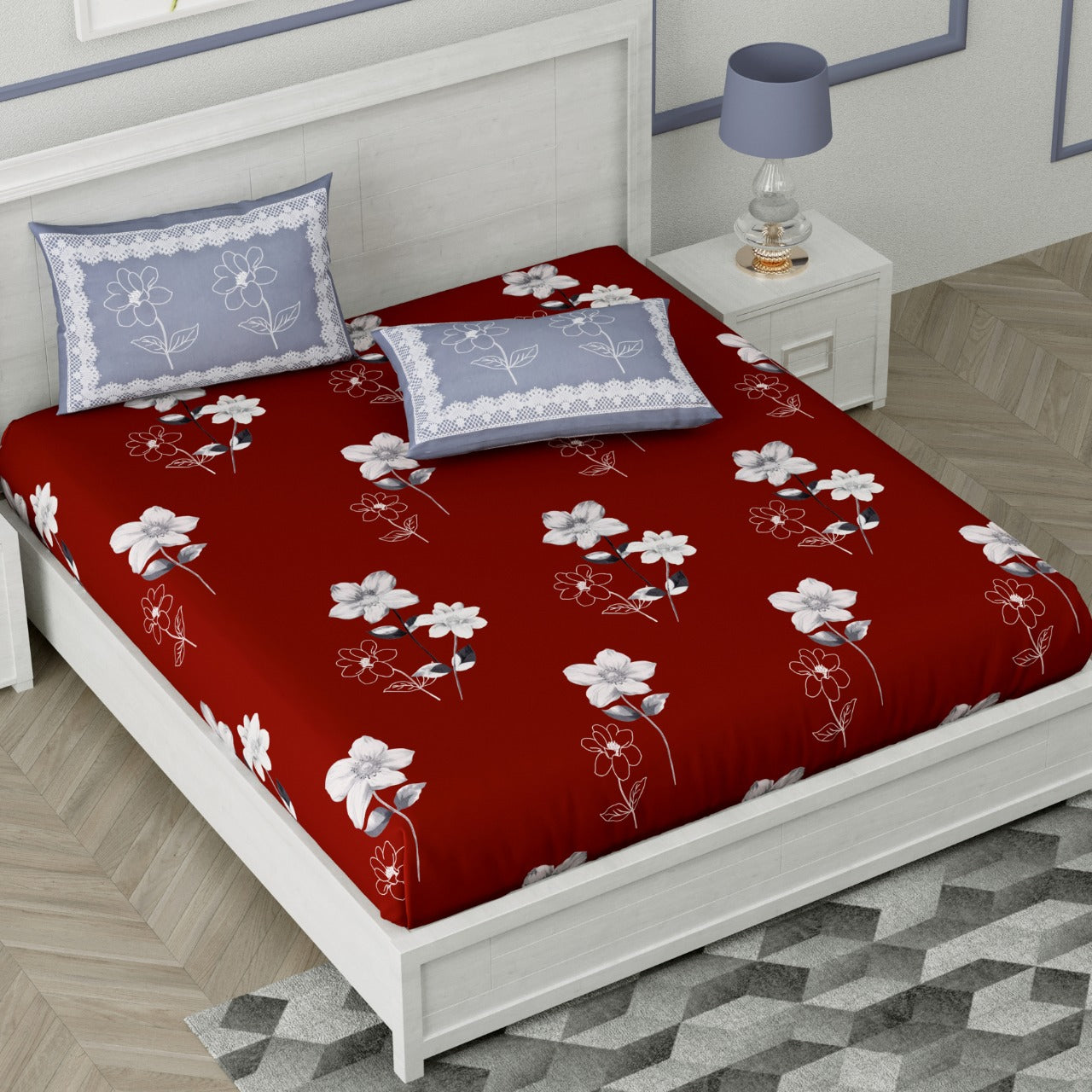 100% Pure Cotton King Size Double Bedsheet With 2 Pillow Covers ( 100 X 108 Inches ) - JBNBK3