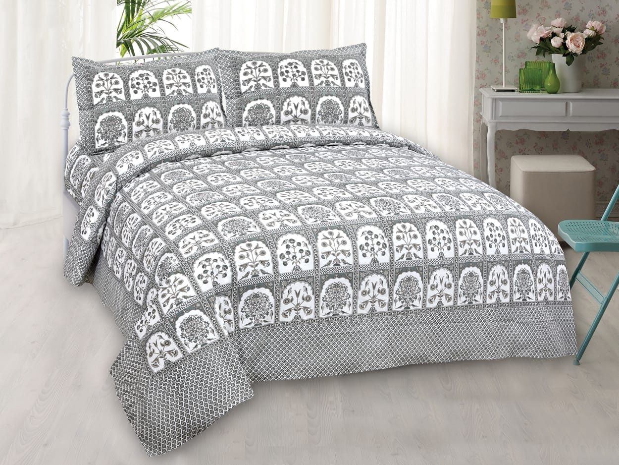 100% Pure Cotton King Size Double Bedsheet With 2 Pillow Covers ( 100 X 108 Inches ) - JBNBK57