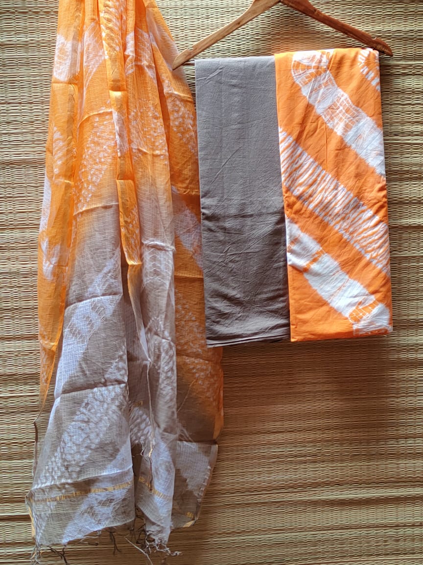 HandBlock Kota Doriya Dupatta With Cotton Top And Bottom Salwar Suit Set - JBKD63