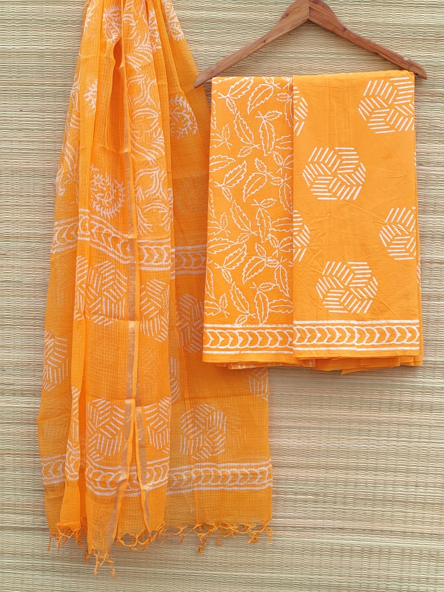 Kota Doriya Dupatta With Cotton Top Bottom Hand Block Printed Salwar Suit - JBKD85
