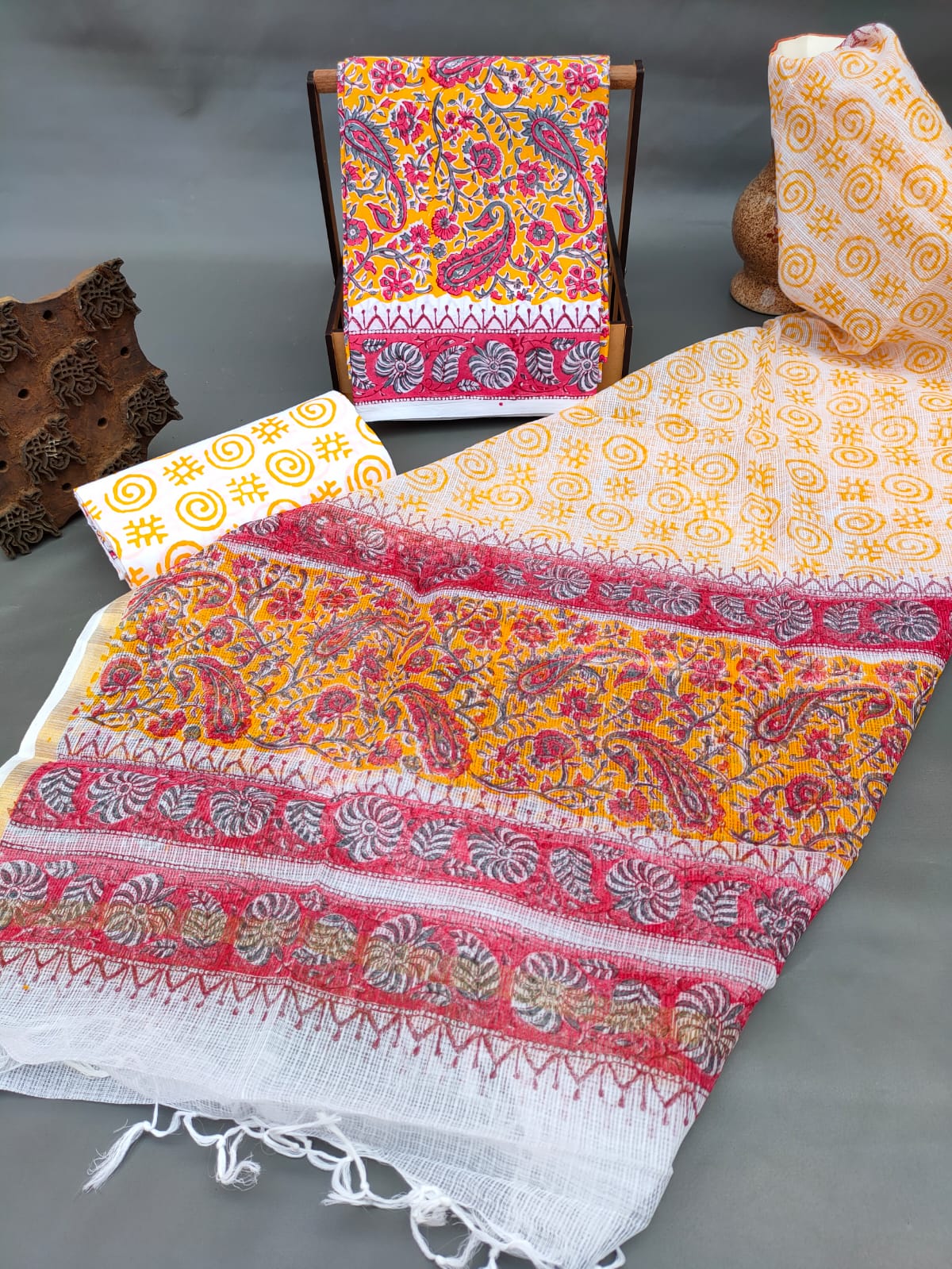 Kota Silk Dupatta With Cotton Top-Bottom Salwar Suit Set - JBKD156
