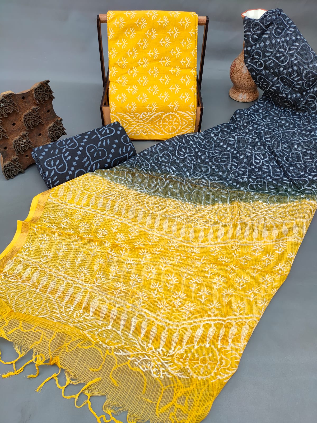Kota Silk Dupatta With Cotton Top-Bottom Salwar Suit Set - JBKD192