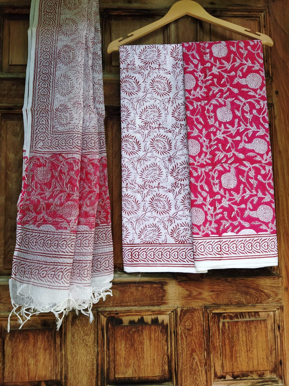 Hand Block Printed Cotton Salwar Suit Set With Kota Silk Dupatta - JBKD127