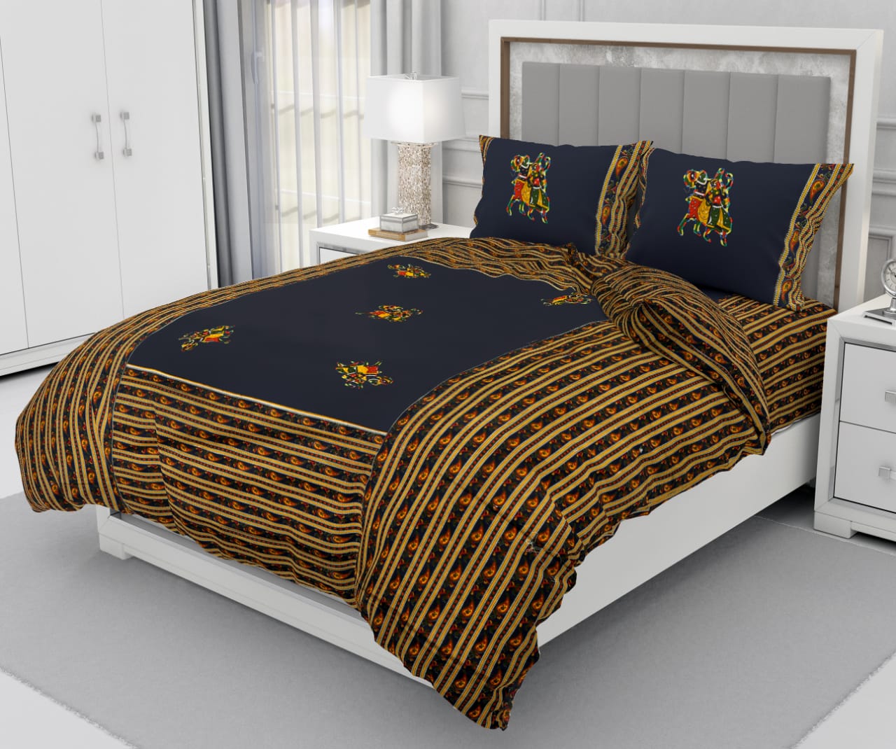 Patchwork Queen Size 90"x108" Cotton Bedsheet With 2 Pillow Covers - JBNBQP11