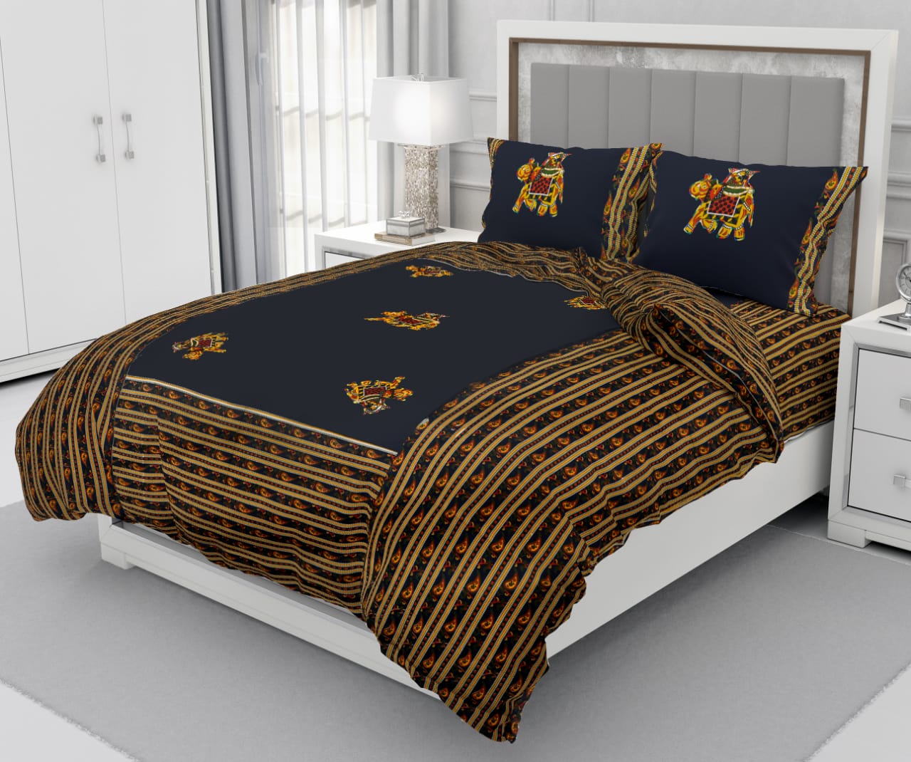 Patchwork Queen Size 90"x108" Cotton Bedsheet With 2 Pillow Covers - JBNBQP12