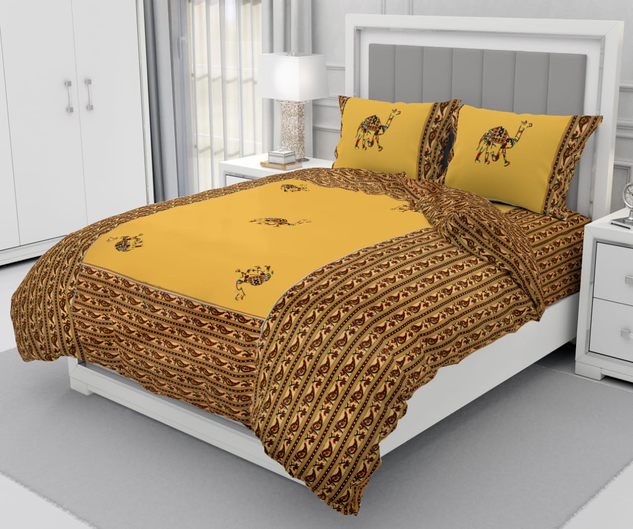 Patchwork Queen Size 90"x108" Cotton Bedsheet With 2 Pillow Covers - JBNBQP16