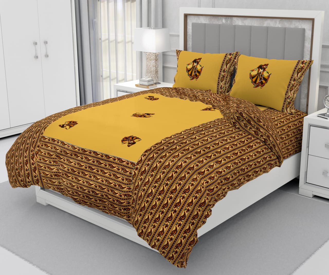 Patchwork Queen Size 90"x108" Cotton Bedsheet With 2 Pillow Covers - JBNBQP17