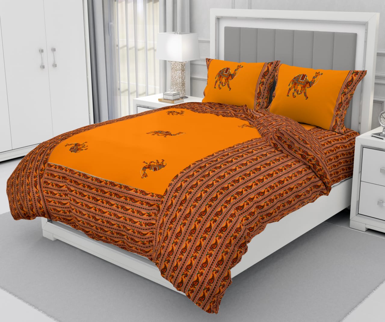 Patchwork Queen Size 90"x108" Cotton Bedsheet With 2 Pillow Covers - JBNBQP21