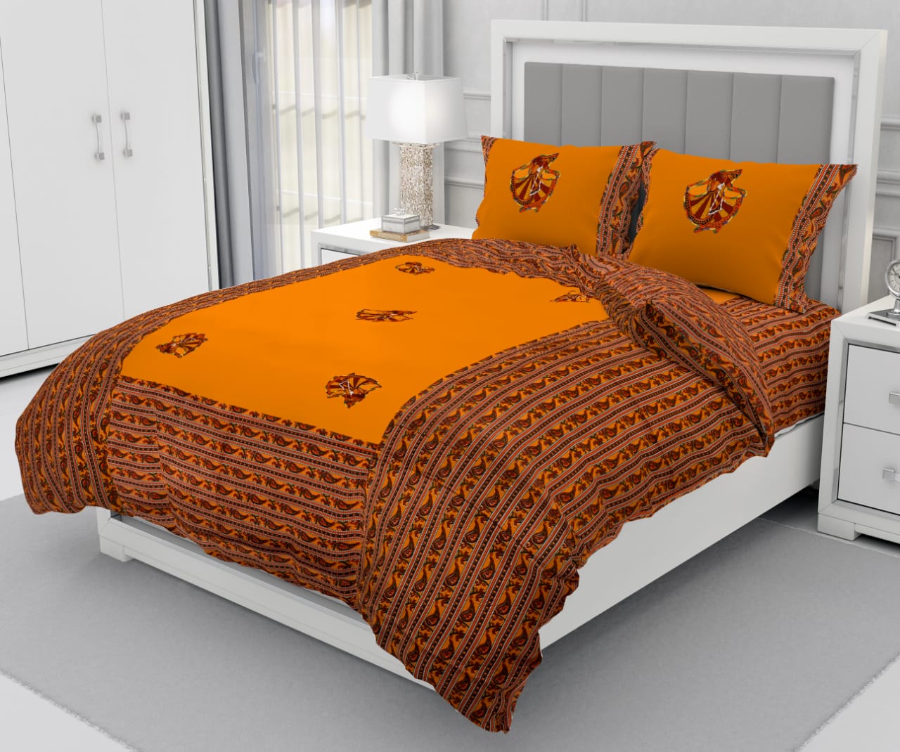 Patchwork Queen Size 90"x108" Cotton Bedsheet With 2 Pillow Covers - JBNBQP23