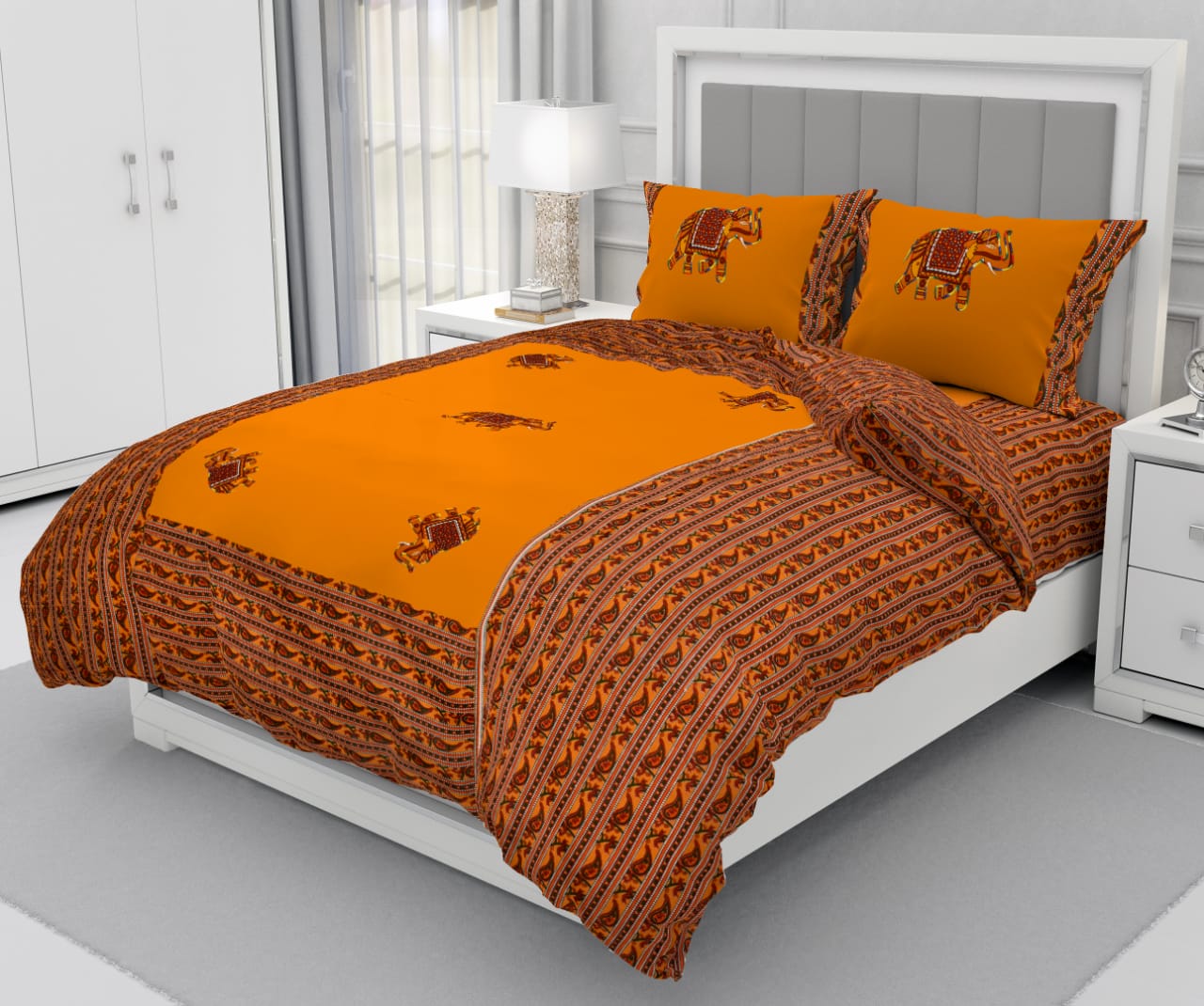 Patchwork Queen Size 90"x108" Cotton Bedsheet With 2 Pillow Covers - JBNBQP24