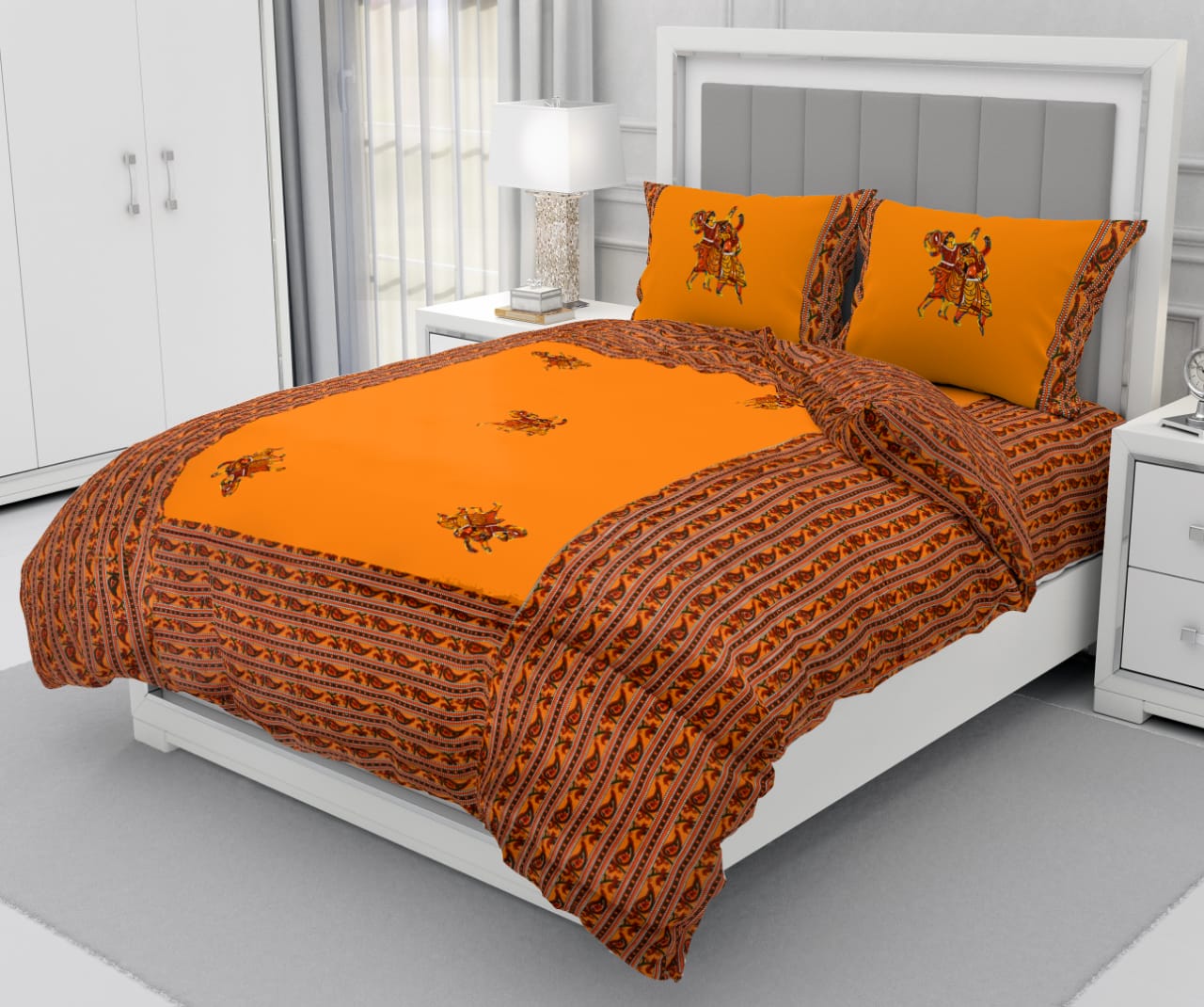 Patchwork Queen Size 90"x108" Cotton Bedsheet With 2 Pillow Covers - JBNBQP25