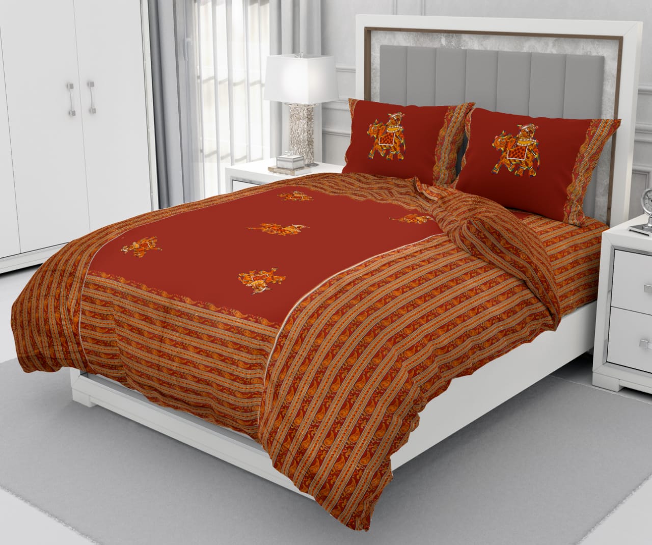 Patchwork Queen Size 90"x108" Cotton Bedsheet With 2 Pillow Covers - JBNBQP5