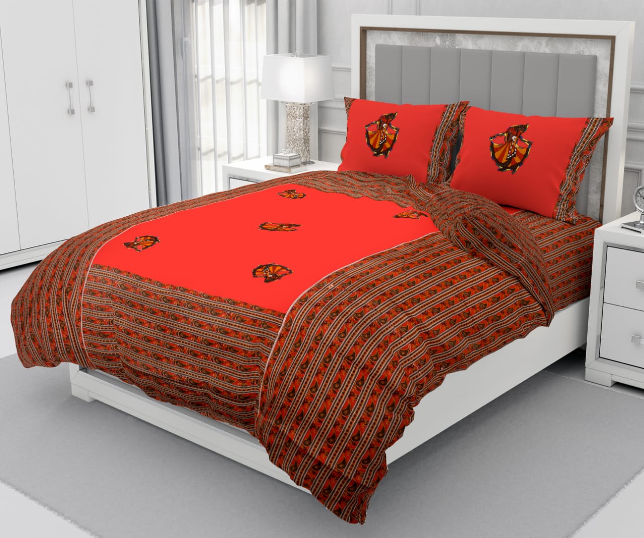 Patchwork Queen Size 90"x108" Cotton Bedsheet With 2 Pillow Covers - JBNBQP7