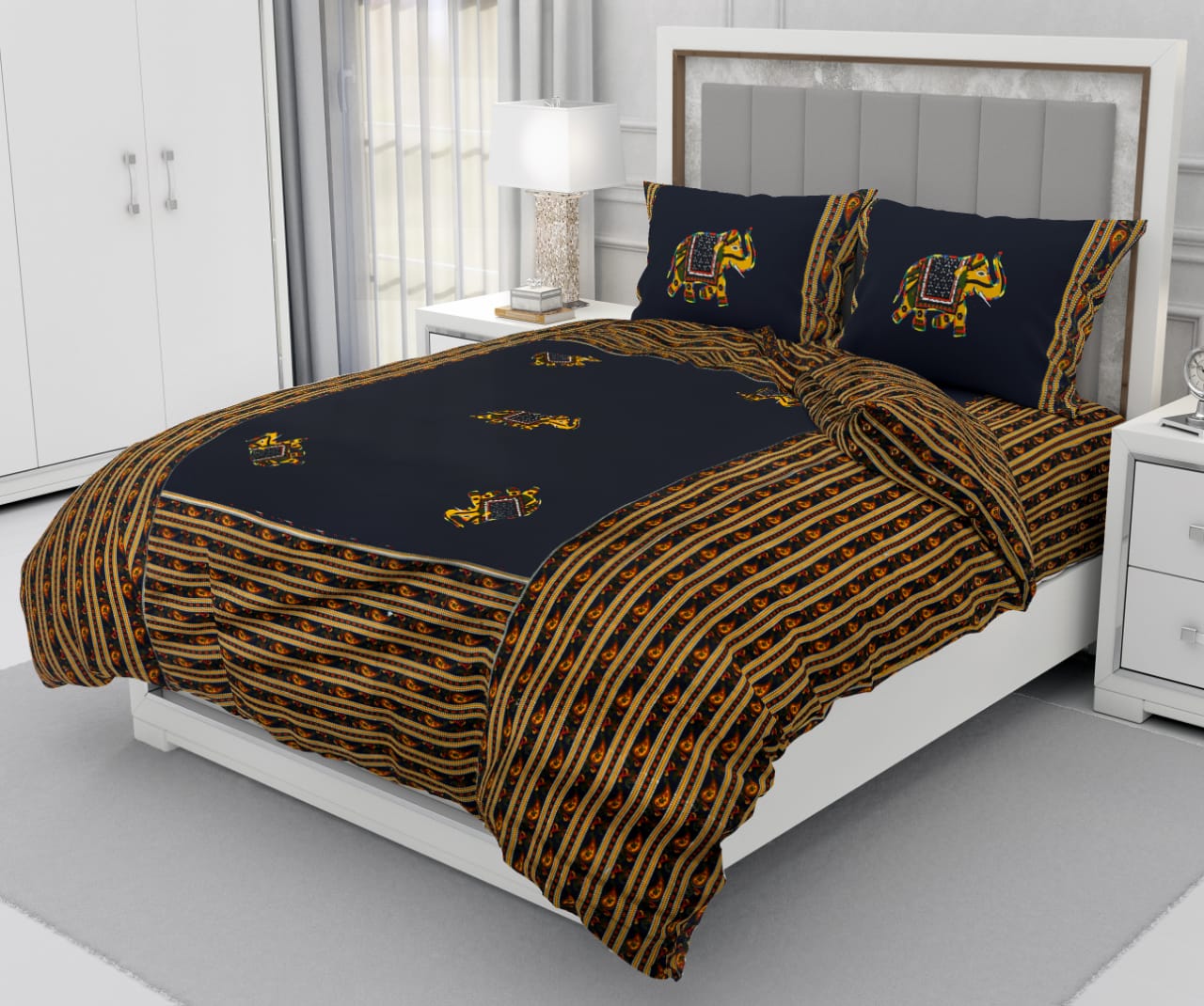 Patchwork Queen Size 90"x108" Cotton Bedsheet With 2 Pillow Covers - JBNBQP8