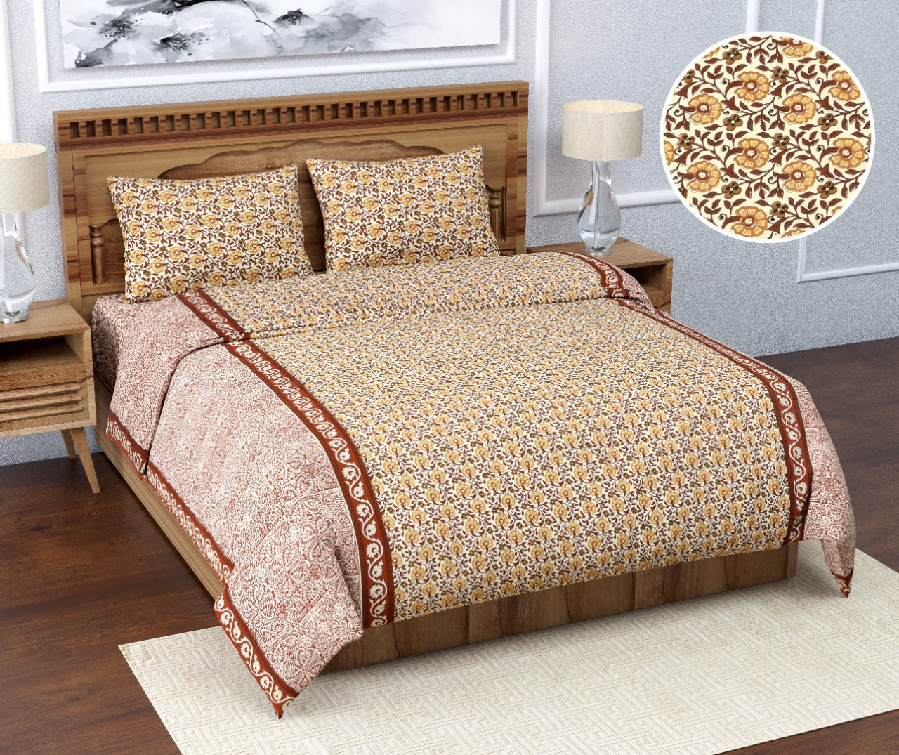 Queen Size ( 90"x108" ) Bedsheet With 2 Pillow Covers - JBNBQ1