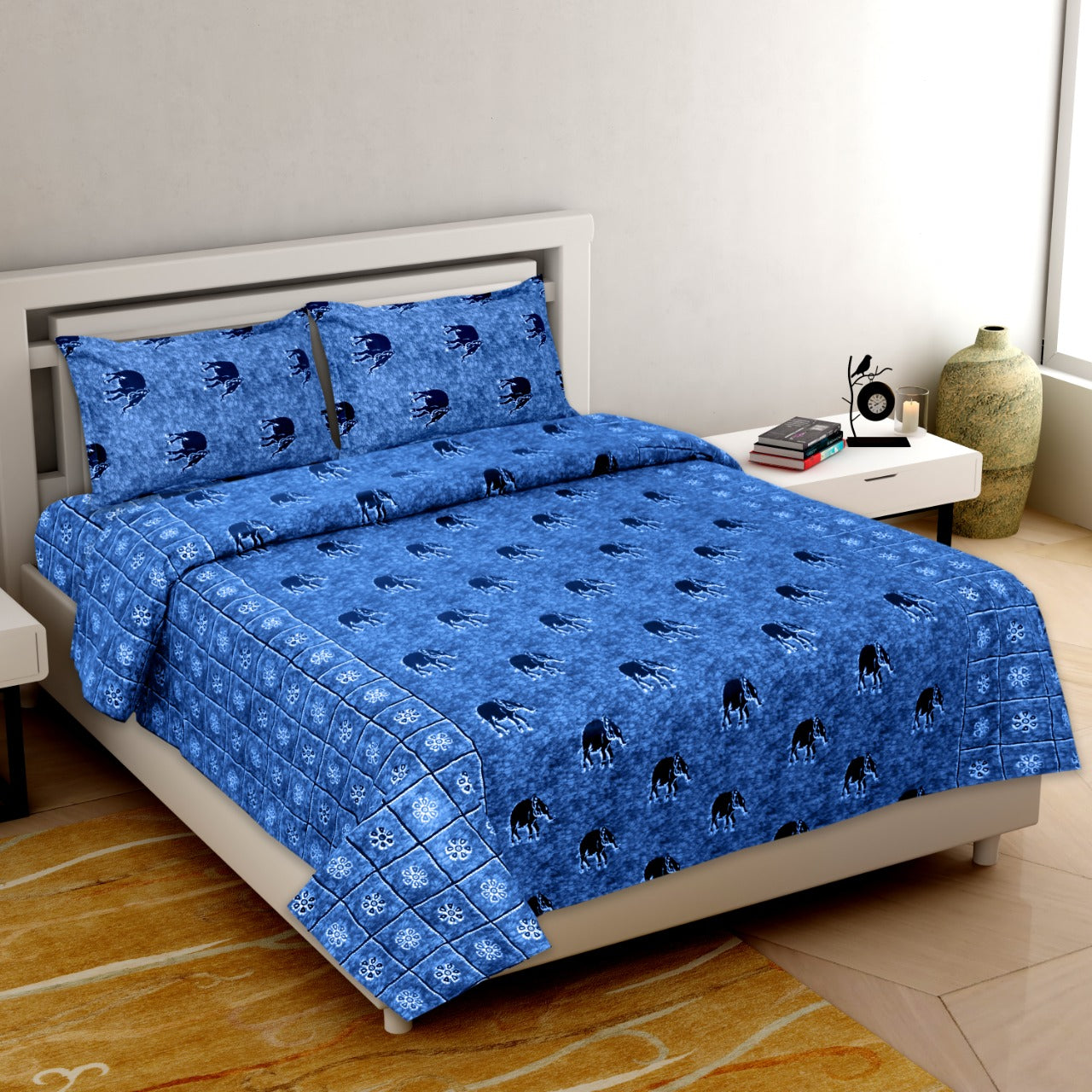 Queen Size ( 90"x108" ) Bedsheet With 2 Pillow Covers - JBNBQ10