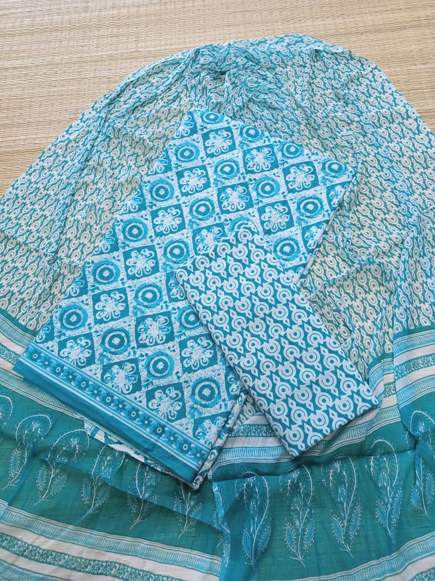 Jaipuri Unstitched Dress Material Hand Block Printed Pure Cotton Suit Jaipuri Unstitched Dress Material Hand Block Printed Pure Cotton Suit