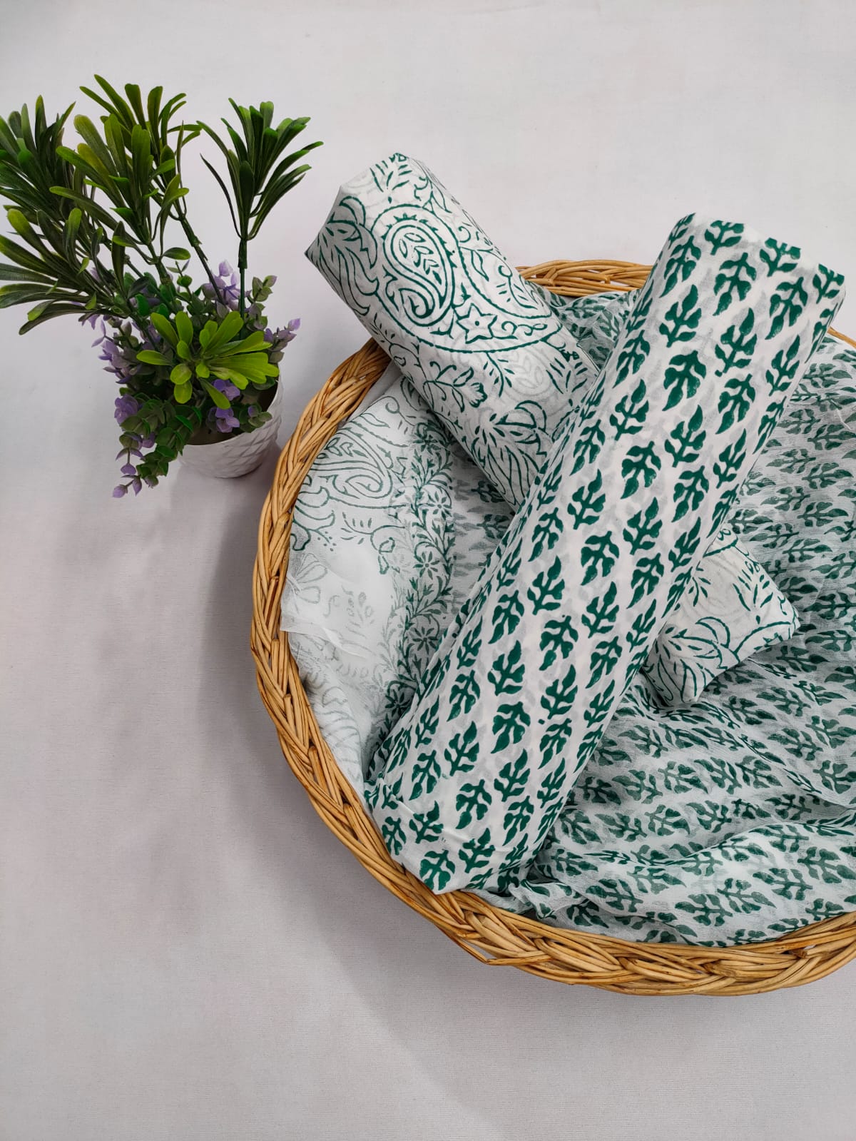 Cotton Salwar Suit set with chiffon dupatta