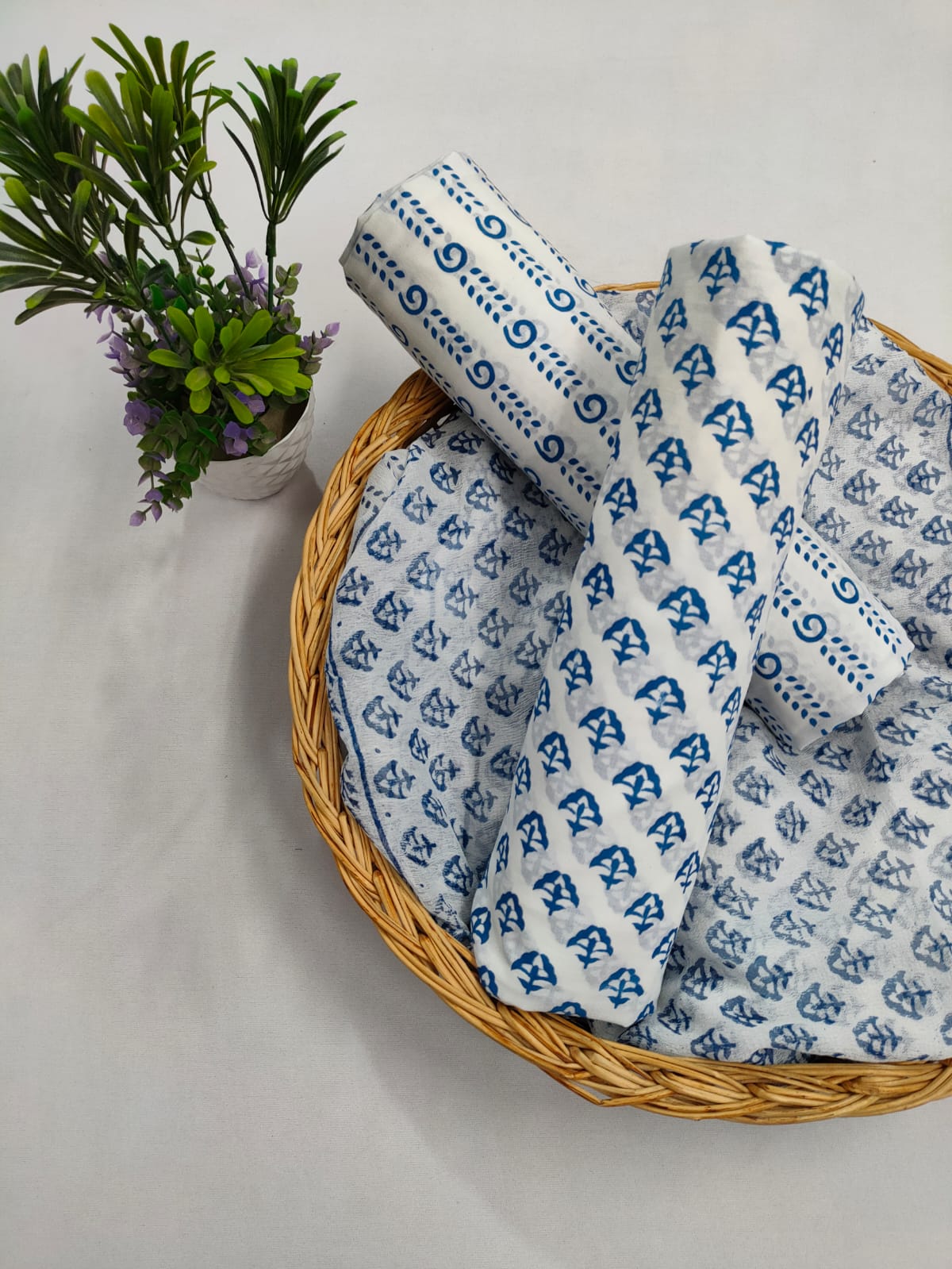 Cotton Salwar Suit set with chiffon dupatta