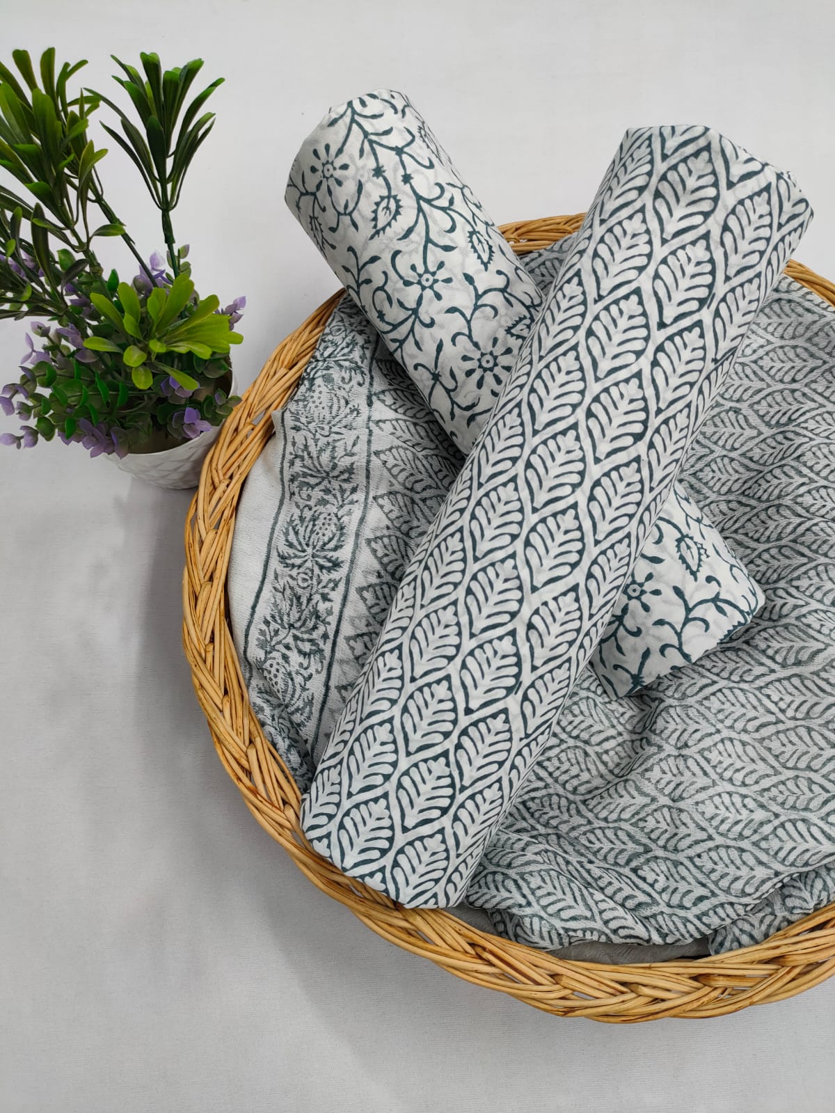 Cotton Salwar Suit set with chiffon dupatta