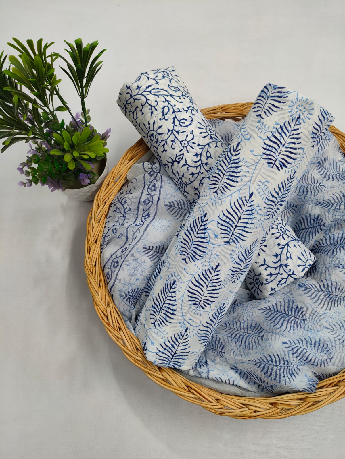 Cotton Salwar Suit set with chiffon dupatta