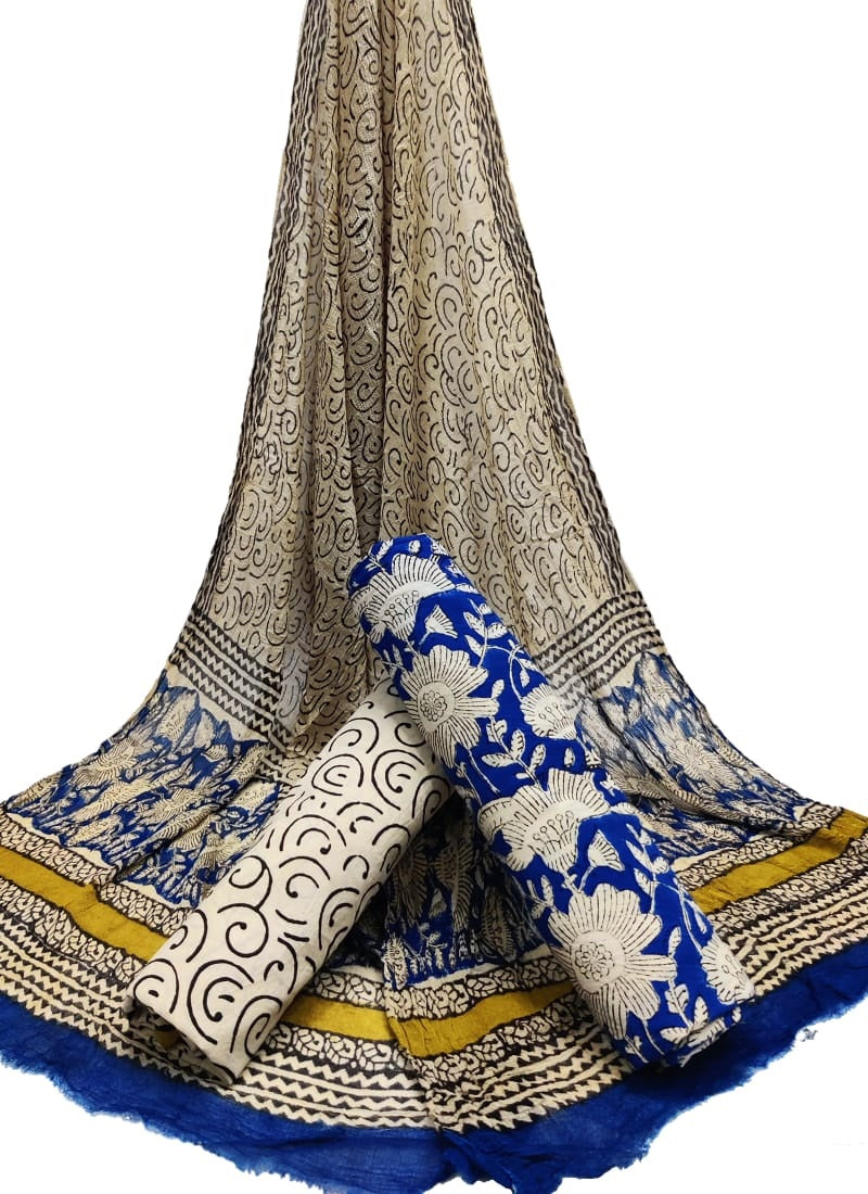 Cotton Salwar Suit set with chiffon dupatta