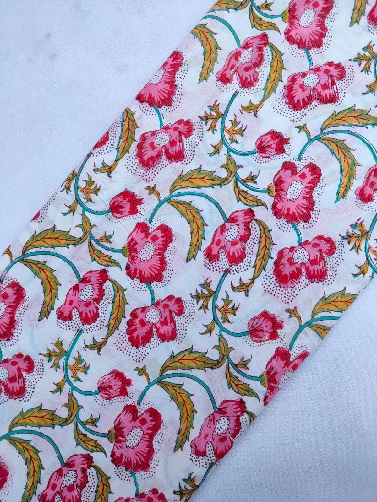 Jaipuri Hand Block Printed Pure Cotton Fabric In Running Length - JBRS468