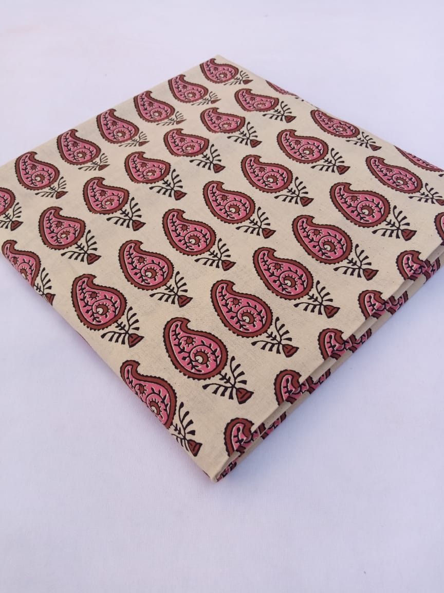 Hand Block Printed Pure Cotton Fabric In Running Length - JBRS349