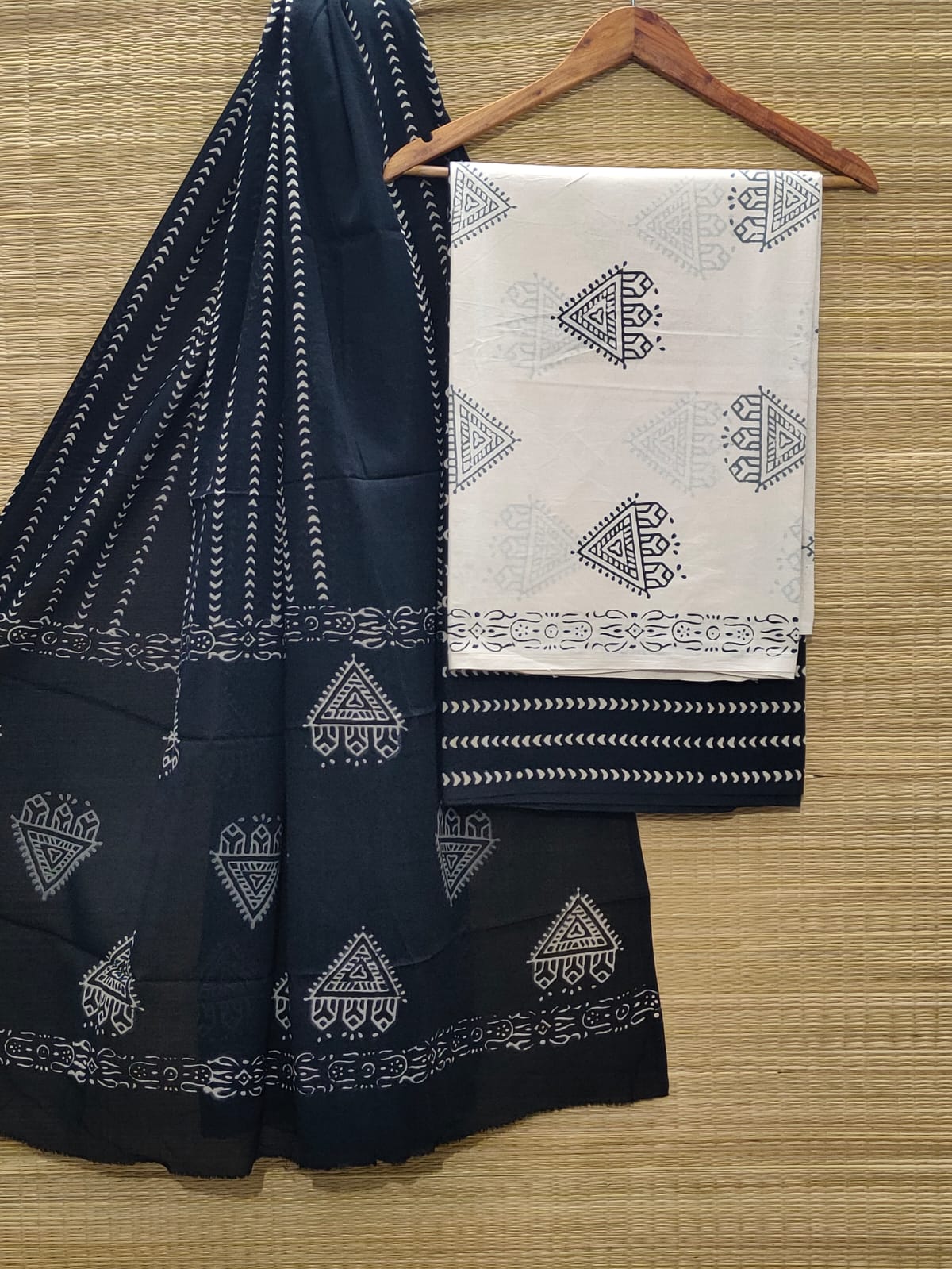 Hand Block Cotton Unstitched Salwar Suit With Cotton/Mulmul Dupatta - JBCM866