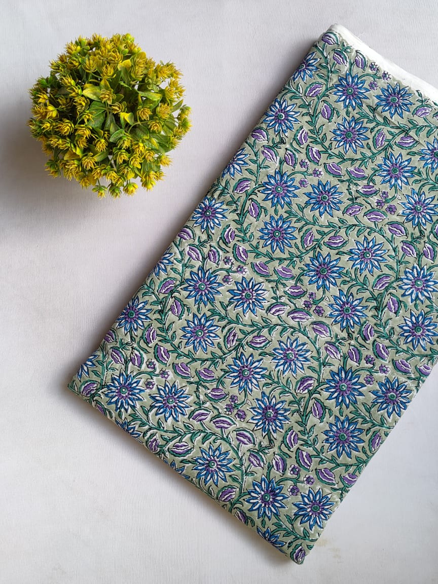 Hand Block Printed Pure Cotton Fabric In Running Length - JBRO1-2