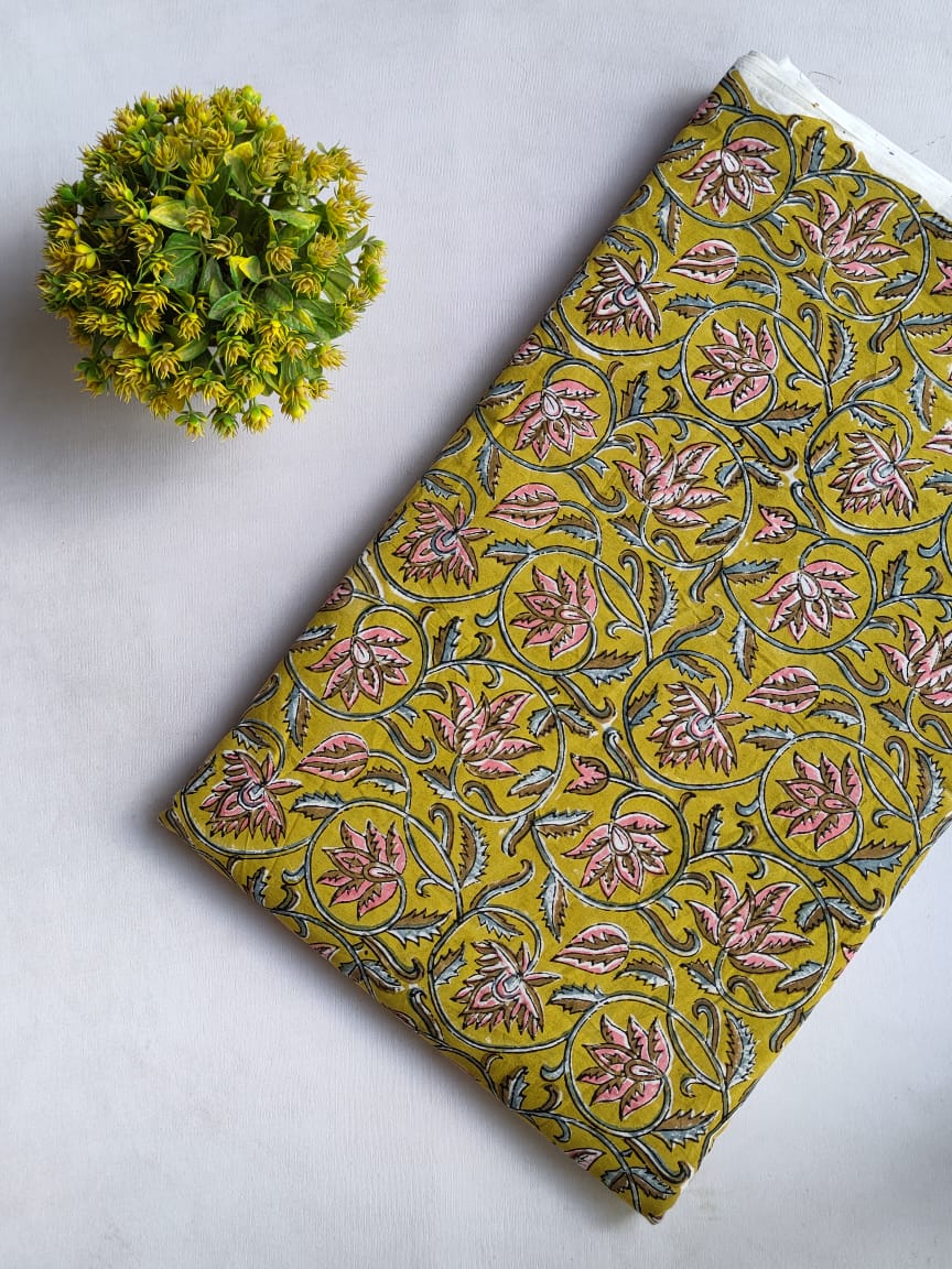 Hand Block Printed Pure Cotton Fabric In Running Length - JBRO1-9