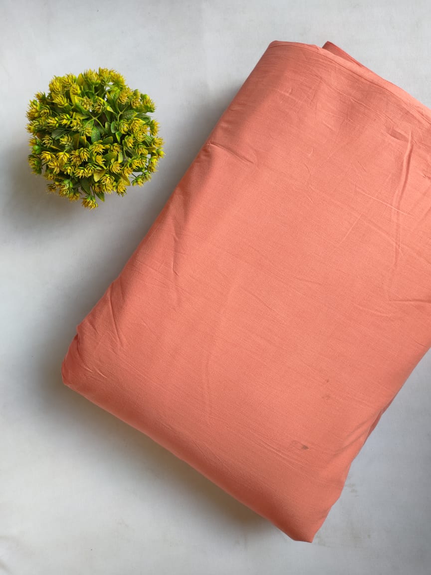 Peach Solid Plain Dye Solid Pure Cotton Fabric From Jaipur Bazar Tulsi Prints